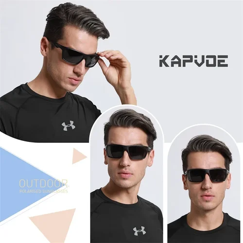 Imagen 2 del producto Kapvoe, gafas de sol polarizadas para senderismo, gafas de sol para hombres con lentes UV400, gafas con lentes de PC, lentes HD, gafas de sol para exteriores 2025