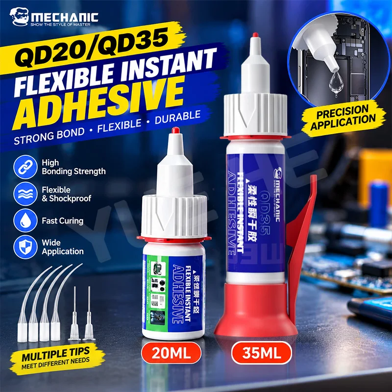MECHANIC QD20 QD35 Flexible Instant Adhesive Low Blooming Fast Curing Glue for Phone Camera Module Speaker Bracket Repair Tools