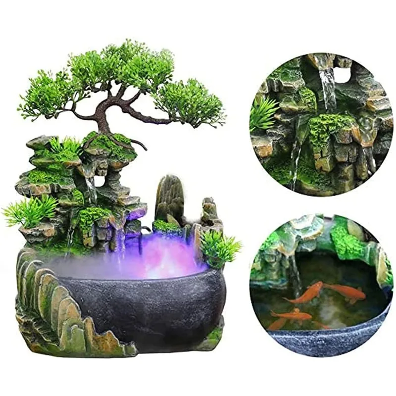 Rockery Stream Tabletop Fountain, Zen Meditation Indoor Waterfall Feature with Automatic Pump and Switch, Desktop Fountain