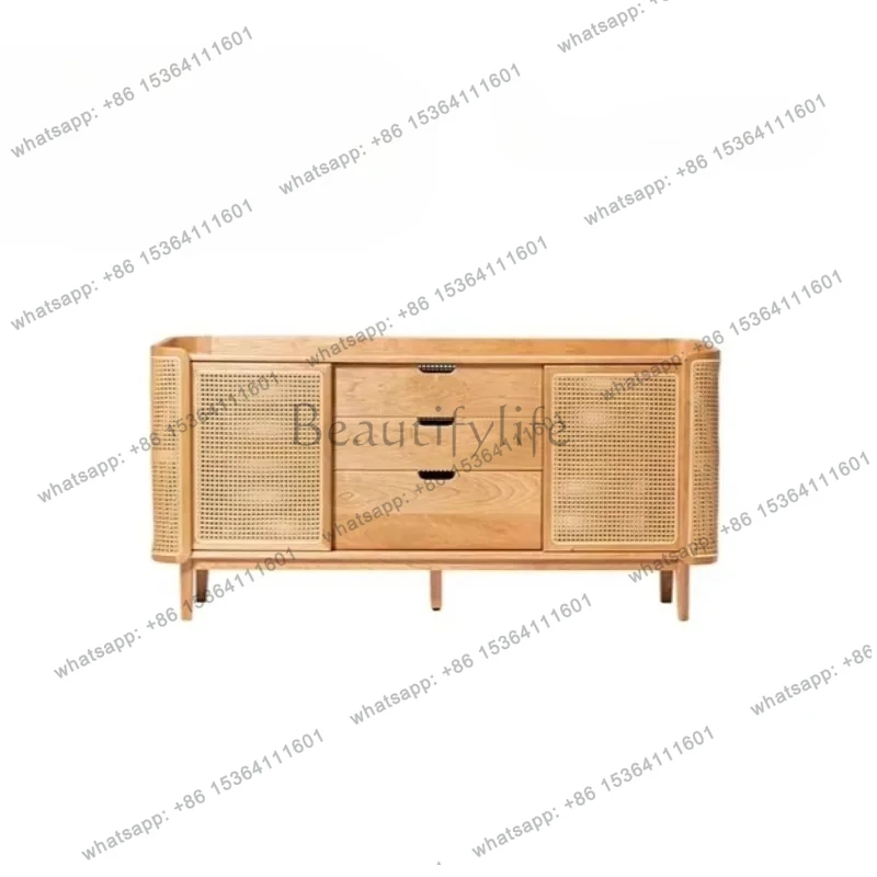 

Medieval rattan cabinet living room against the wall storage wall storage cabinet solid wood edge cabinet household