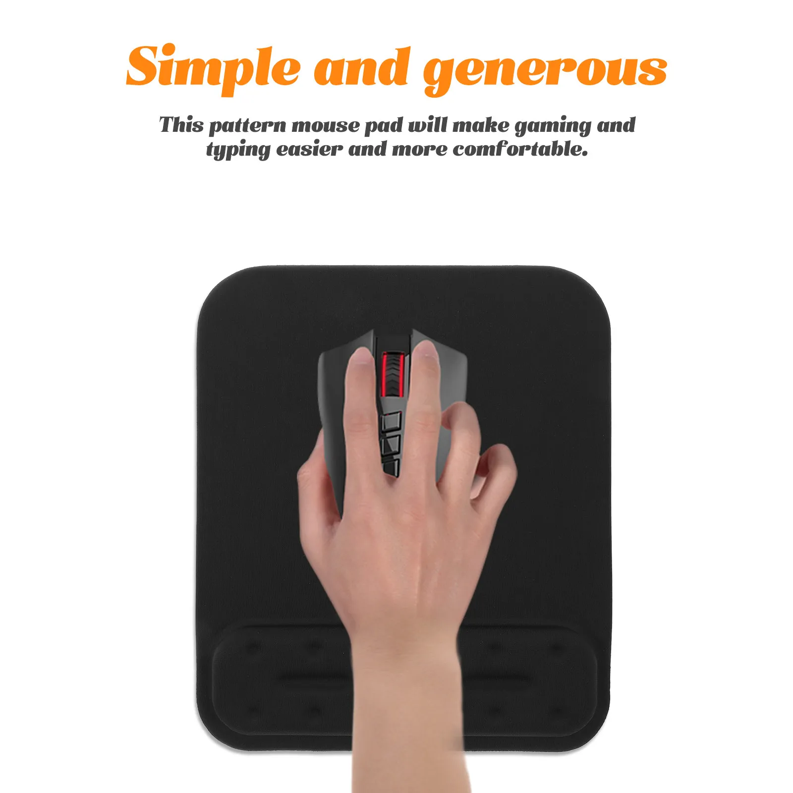 

Ergonomic Large Mouse Pad Memory Cotton Wristband Non-Slip Base Smooth Surface for Laptop Pc Computer Desktop Black