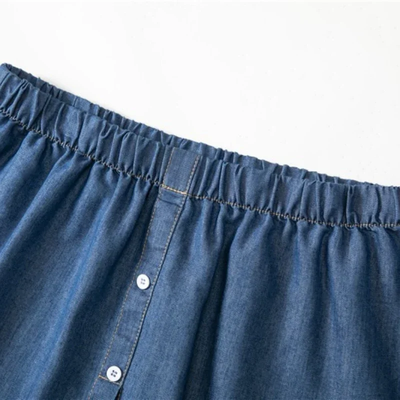 Femmes bleu détachable sous-jupe chemise extensions superposition irrégulière faux haut chemisier queue ourlet réglable chemise ourlet