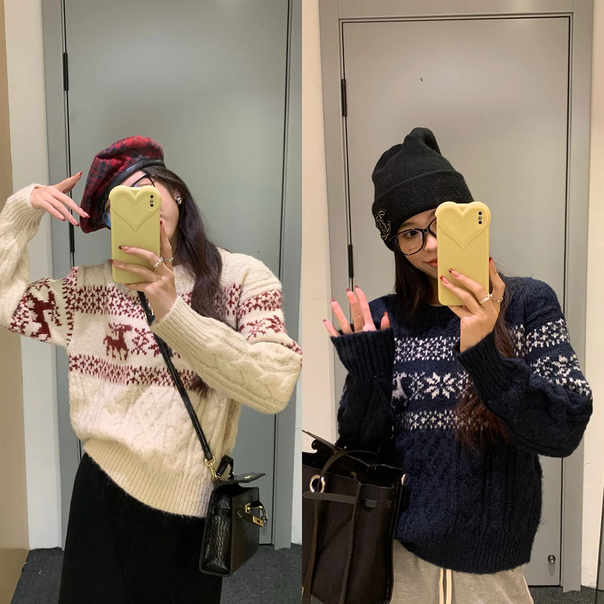 

Двухцветный вязаный свитер Cisas с длинными рукавами и круглым вырезом, тонкий, однотонный, для повседневной носки, женский свитер