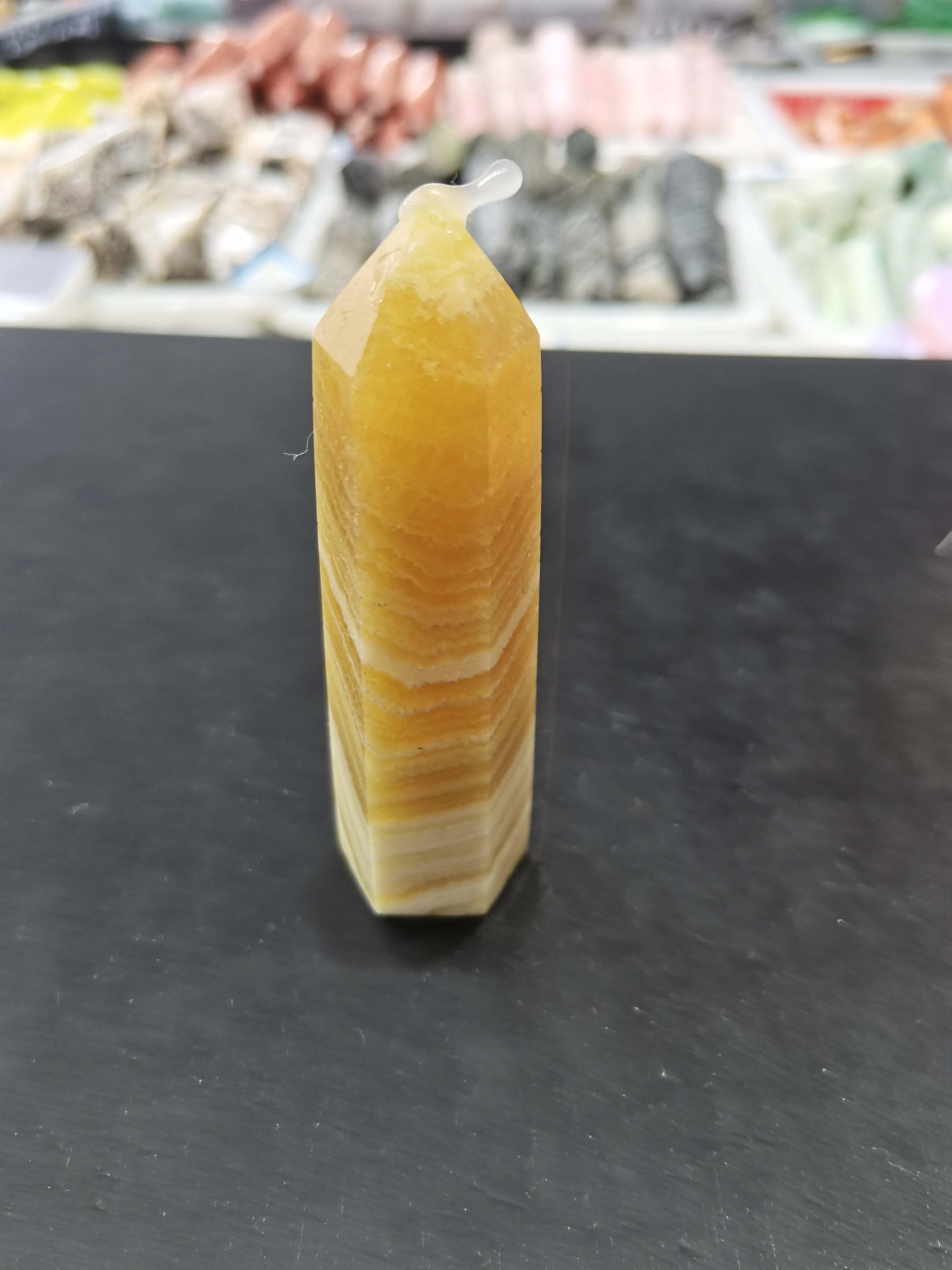 1PC Natural Yellow Calcite Tower Crystal  Wand Healing Stone Hexagonal Prism Obelisk Stones Decoration Crafts Home Decor