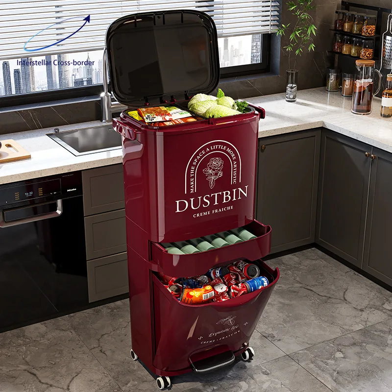 

Step on Trash Can with Lid for Home Kitchen Large Capacity 2 Bucket Removable Waste Bin No Bending Required Hygienic Hands