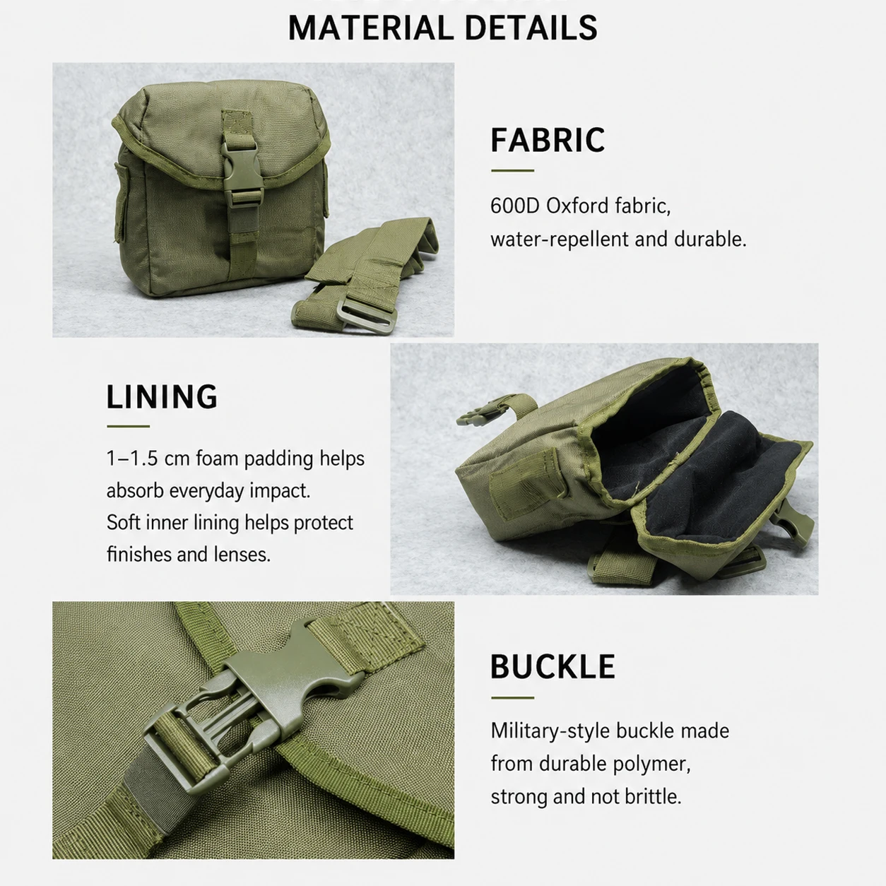 Tactical Binocular Case Pouch for 6x30 7x35 Optics - Molle Compatible Military Storage Bag with Adjustable Shoulder Strap view 5
