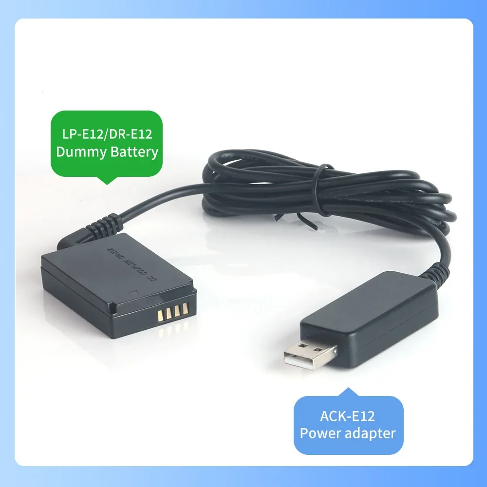 ACK-E12 power adapter FOR Canon Micro single camera EOS M M2 M10 M100 M200 M50 M50 Mark II Kiss M DR-E12 Dummy Battery