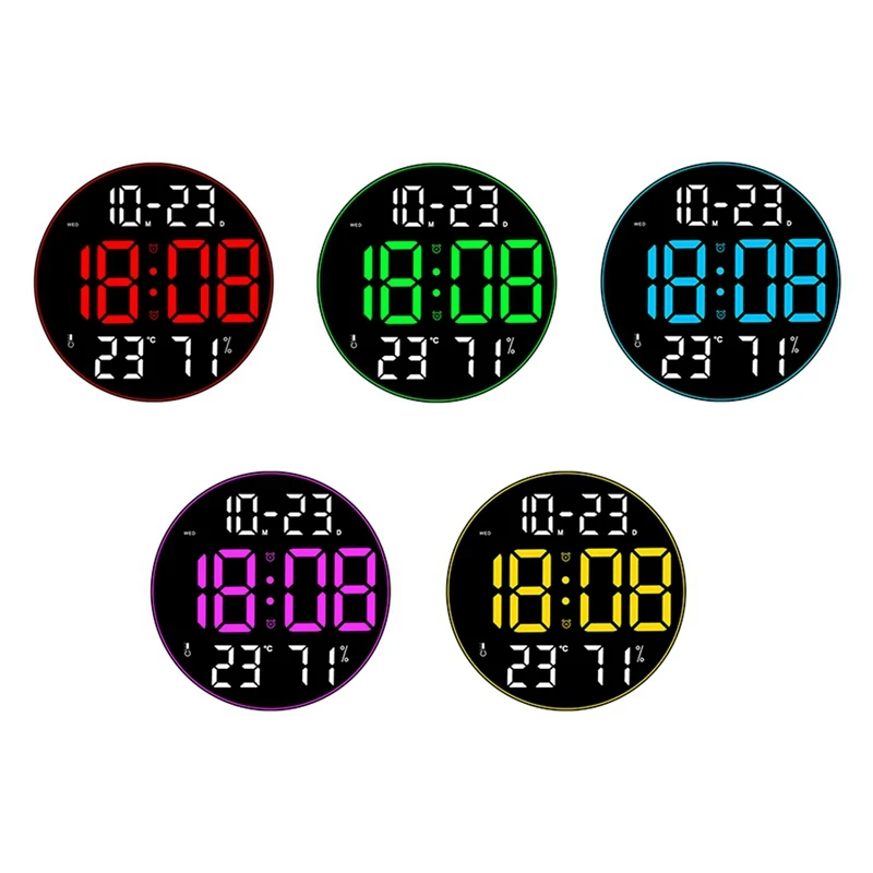 Ambient Light 12 Inch Big Screen Multifunction Clock Led Wall Clock Easy To Use Magenta Color