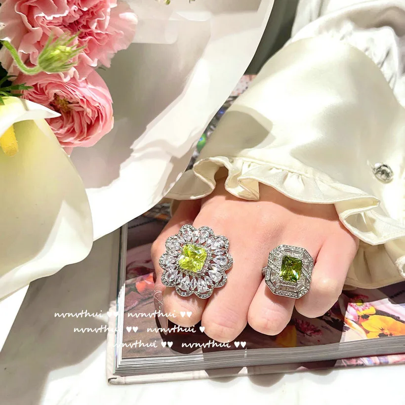 Luxury S925 Silver CZ Rings for Bridal Wedding Ceremony Party Fashion Accessories High Quality Women's Rings Statement Jewelry