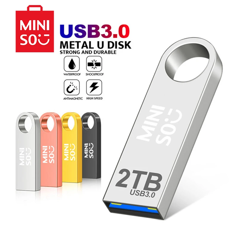 Miniso USB 3.0 2TB Metal Pen Drive 1TB Cle Usb Flash Drives 512G Pendrive High Speed Portable SSD Memoria Usb Stick Adapter