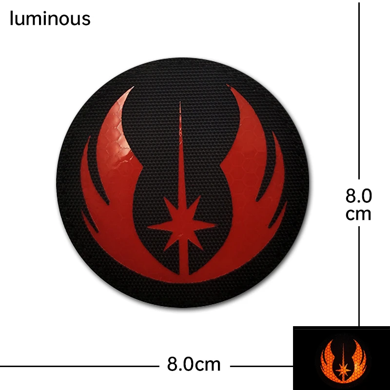 Round Luminous Armband Reflective Embroidered Patch PVC Hook and Loop morale chapter creative Badge armband DIY backpack