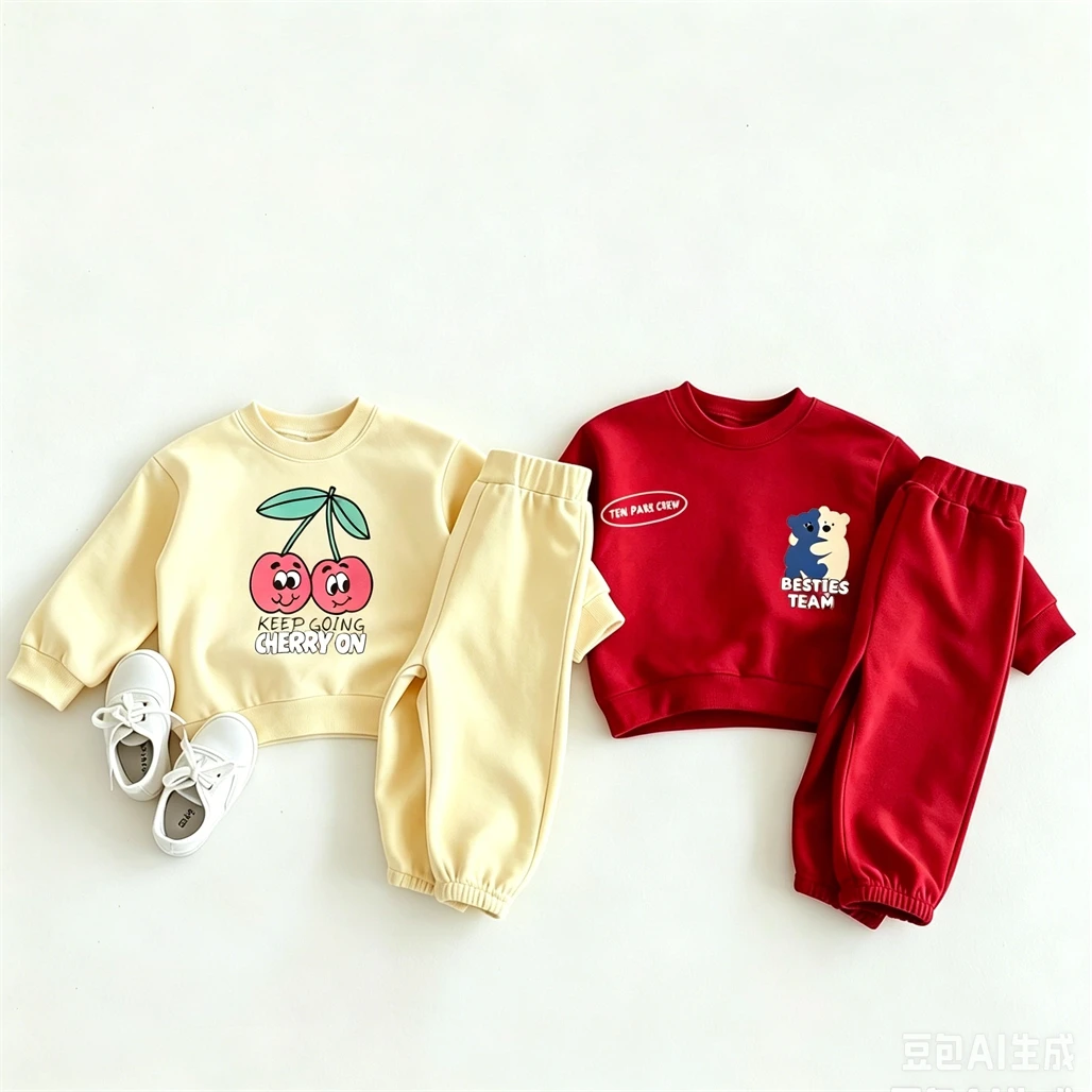 Child Fashion Clothes Outfits Cartoon Sweatshirts+Pants Two Piece Set Toddler Long-sleeved Tracksuits Baby Lovely Hoodie Pants
