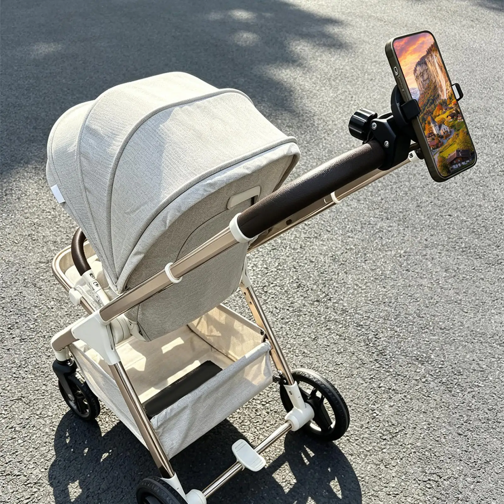 Phone Holder For Stroller Golf Cart Electronics Rotatable Support Stroller Phone Mount With Clamp For New Parents Women Men Wife
