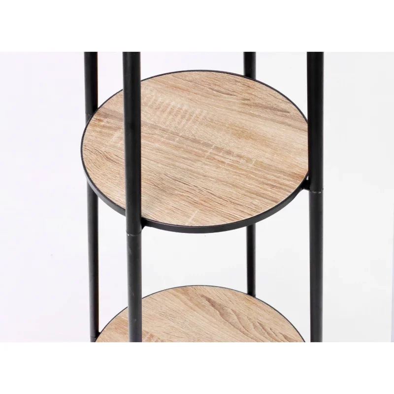 Etagere-Lampadaire Noir de Style Mid-Century, avec 2 Étagères en Bois, 62 Pouces, 256