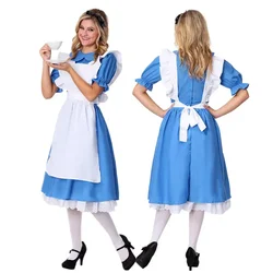 Women's Alice Wonderland Costume Adult Halloween Cosplay Lolita Maid Party Dress Up