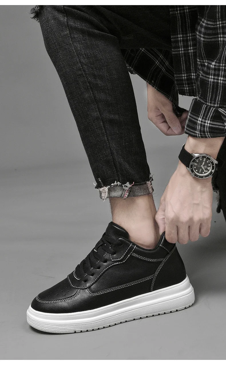 Lift Turnschuhe Mann Aufzug Schuhe Höhe Erhöhen Einlegesohle 8 cm Weiß Schwarz Größere Schuhe Männer Freizeit Mode Sport Plus größe 36-44 – Detail 28