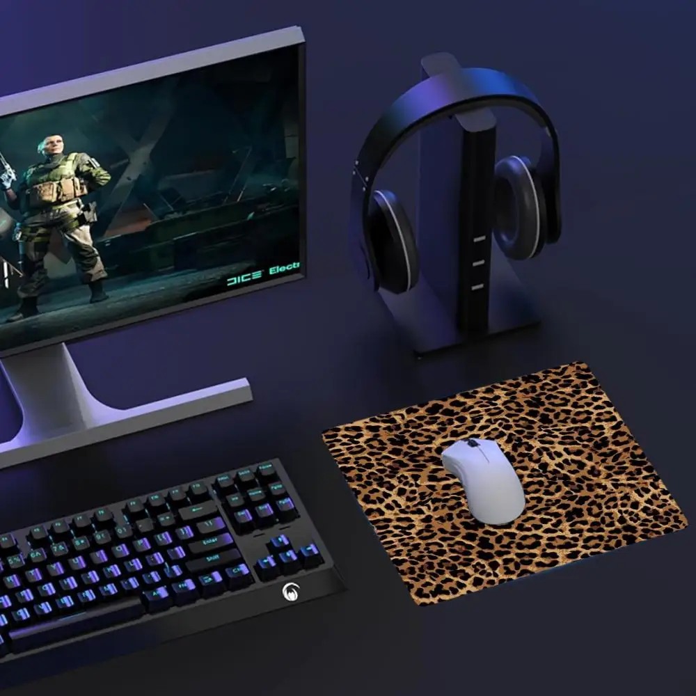 Small Tan Leopard Print Mouse Pad DIY Print Cheetah Pattern mousepad Leopard Animals Cheetah Case Jungle lock edge desk mat XS