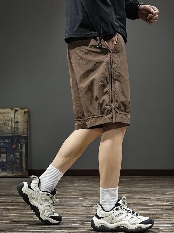 

American Sle Ice Silk Qui Dry Casual orts Men's New 2025 Summer Outdoor Wear Large Size Fat Men's Workwear Five-Quarter...