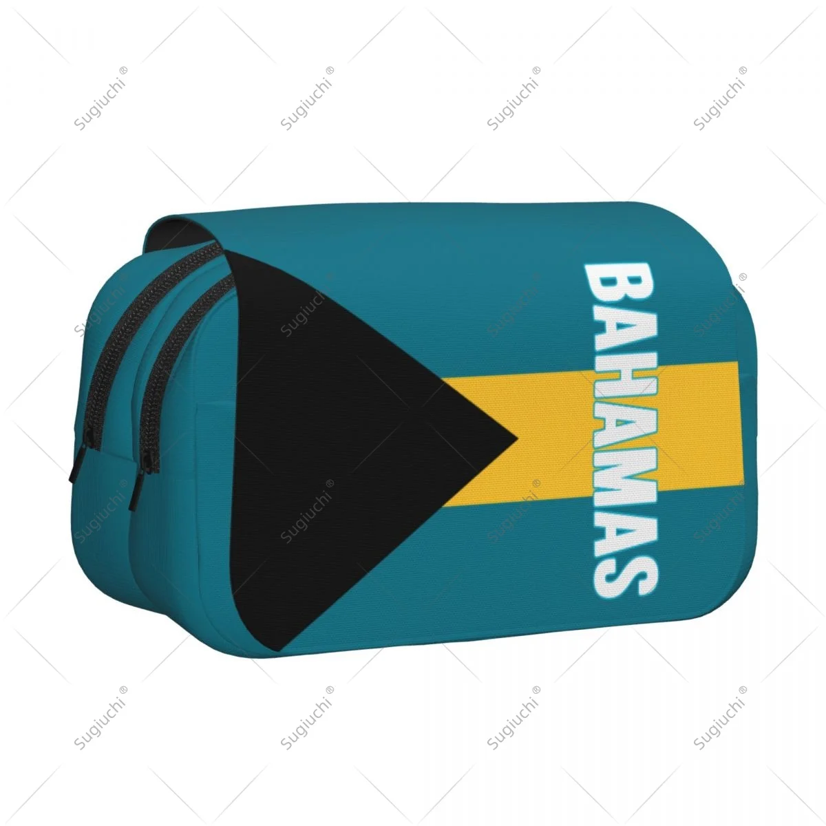 Pencil Case Scissors Bags 3D Bahamas Flag Double-layer Oxford Cloth Stationery Storage Pen Box Case
