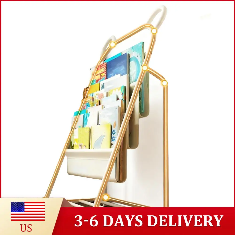

Металлическая 4-ярусная детская книжная полка 60x37x96 см, отдельно стоящий стеллаж для детской, библиотеки, класса, игровой комнаты