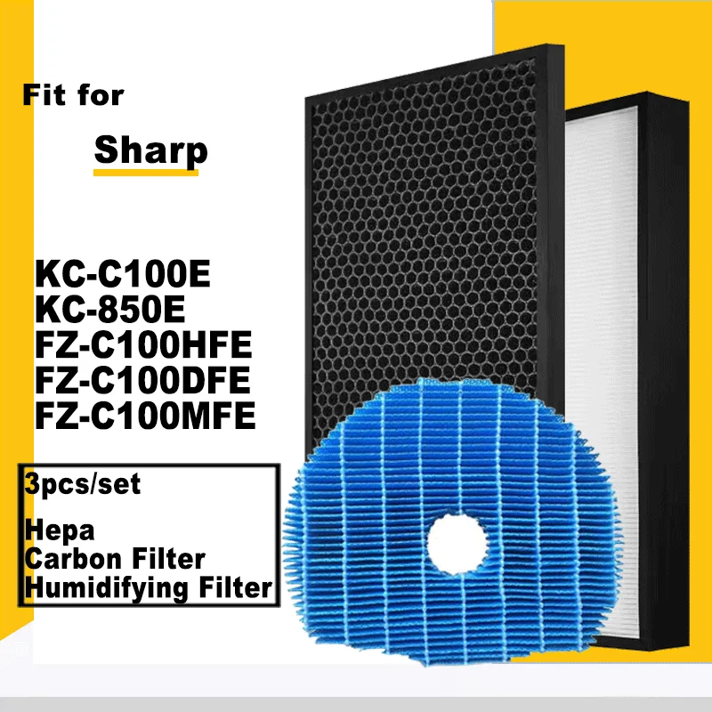 FZ-C100HFE FZ-C100DFE FZ-C100MFE Replacement HEPA Filter Carbon Filter for Sharp KC-C100E KC-850E Humidifier Air Purifiers