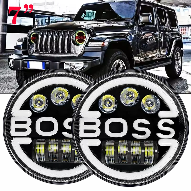 

Universal LED Headlight 7" Angel Eye for DRL H4 round Car led headlight for Motorcycle Off-Road Jeep JK Spotlights Work Light