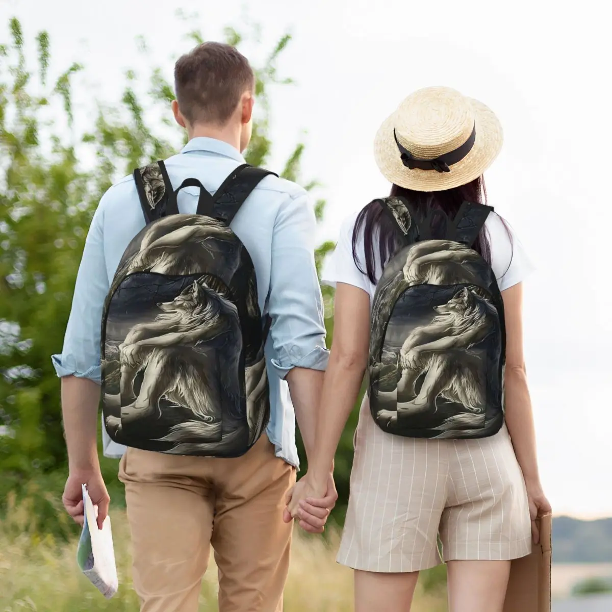 Lone Sigma Wolf Backpack Student BookBag Children School Bag Computer Shoulder Bags for Men Women