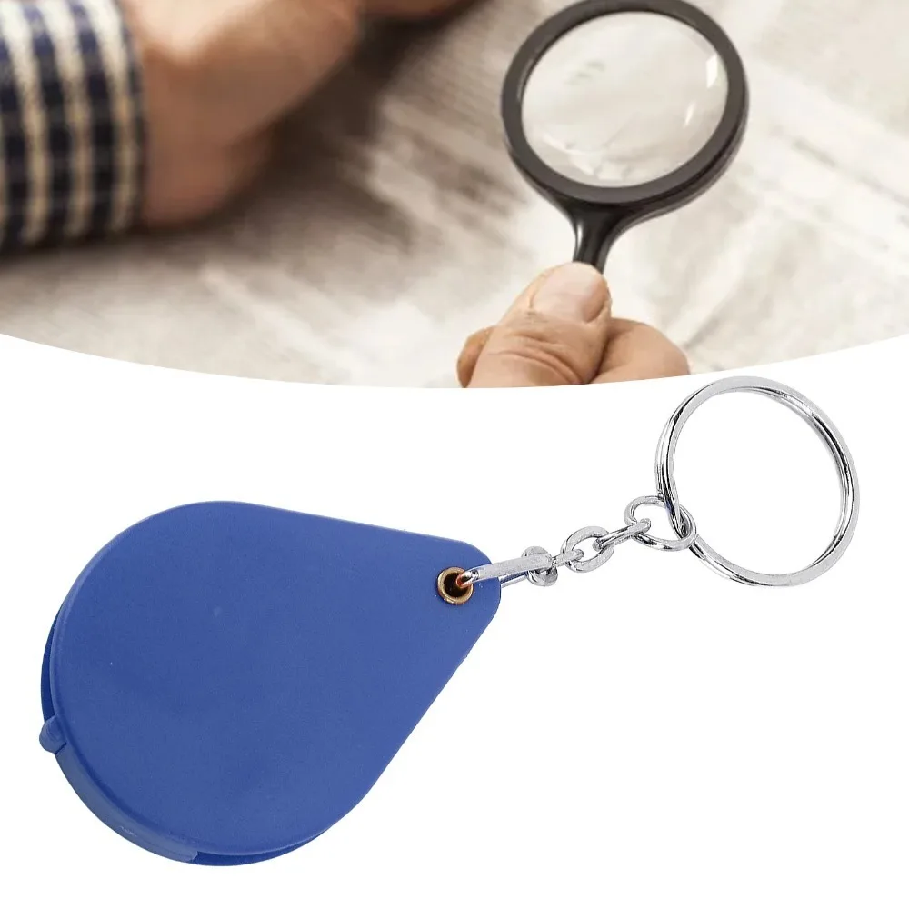 10X Magnification Magnifier Keychain 32mm Lens Diameter Foldable Design Pocket Magnifying Glass Portable Size With Key Ring