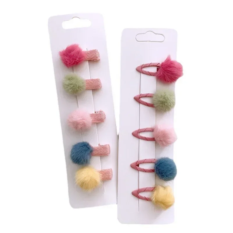 5 pz/set Colorato Mini Pompon Fermagli Per Capelli Del Bambino Palla di Peluche Accessori Per Capelli Per Bambini Morbida Palla di Pelo Delle Ragazze Forcelle Carino BB Barrettes