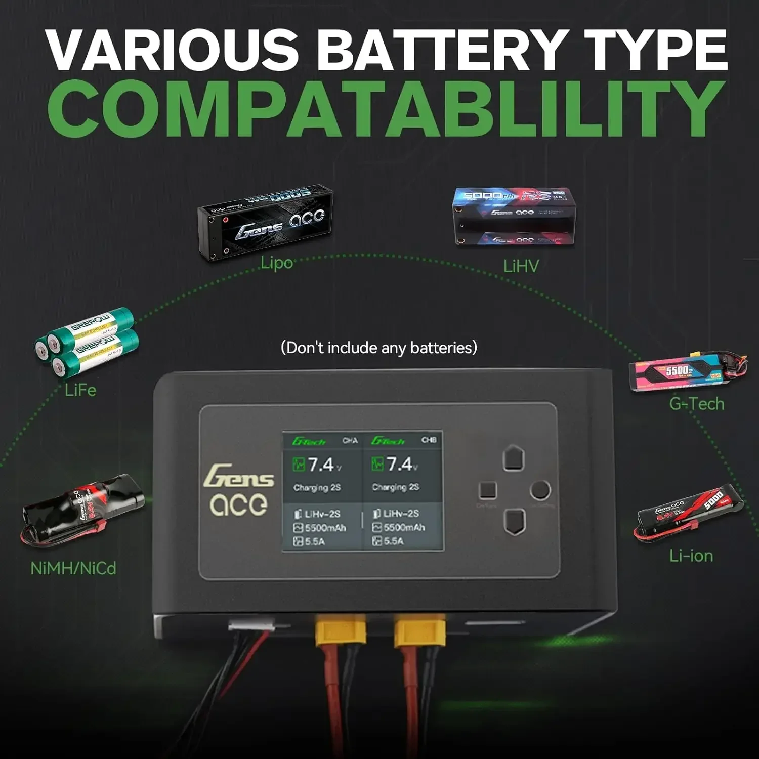 

[XMSJ]Lipo Battery Charger IMARS D300 G-Tech Series Smart Dual Lipo Charger 16A AC 300W DC 700W Lipo Charger（Black）