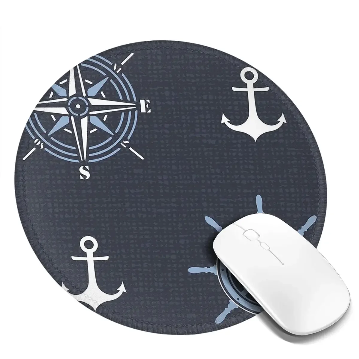 Nautical Compass Captain Anchor Boat Round Mouse Pad Computer Keyboard Mouse Mat Gaming PC Desk Mat Office Accessories TableMats