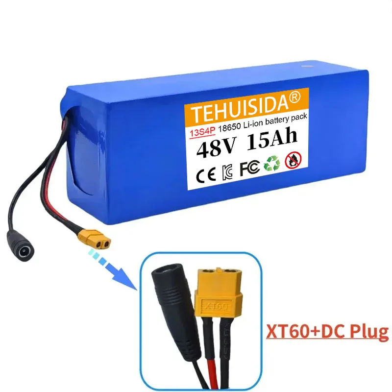 حزمة بطارية جديدة 13S4P 15000mAh 48V ليثيوم أيون 18650 مع BMS مناسبة لدراجات سكوتر كهربائية شحن 54.6 فولت #2