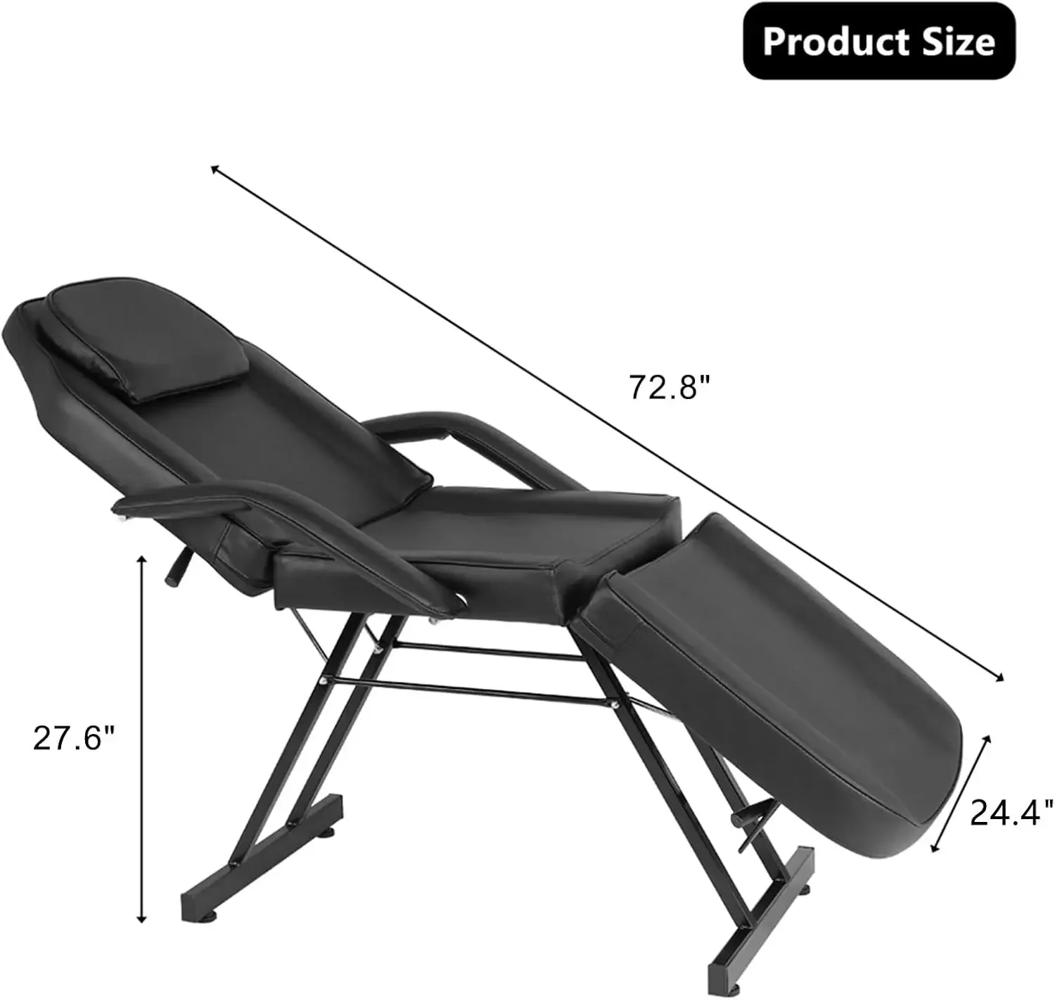 3-Section Spa Massage Table with Hydraulic Stool, 73-inch Adjustable Tattoo Chair Esthetician Lash Bed with Removable Headrest,