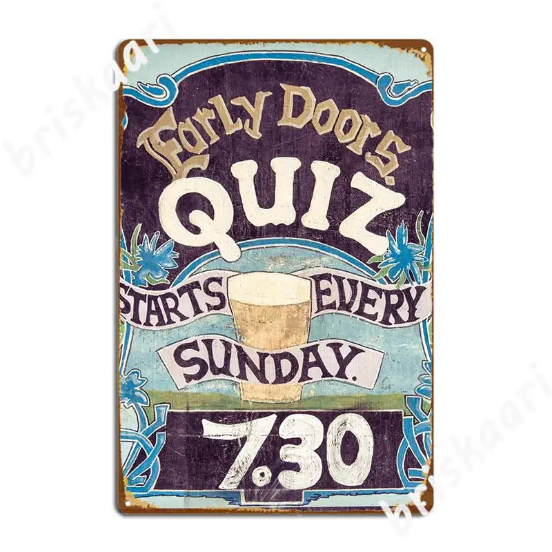 Close Up On Colorful British Pub Quiz Sign Poster Metal Plaque Design Cinema Kitchen Wall Decor Party Tin Sign Poster