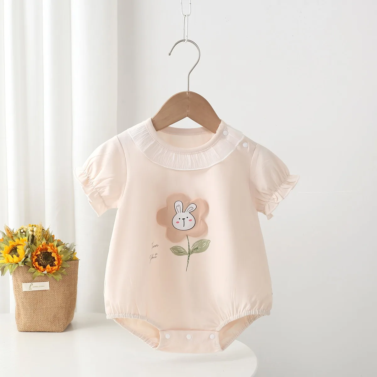 New Arrival Infant Girl Cotton Blend Breathable Princess Romper 6-12M Baby Summer Lightweight Bodysuit Kid Casual Knit Onesie