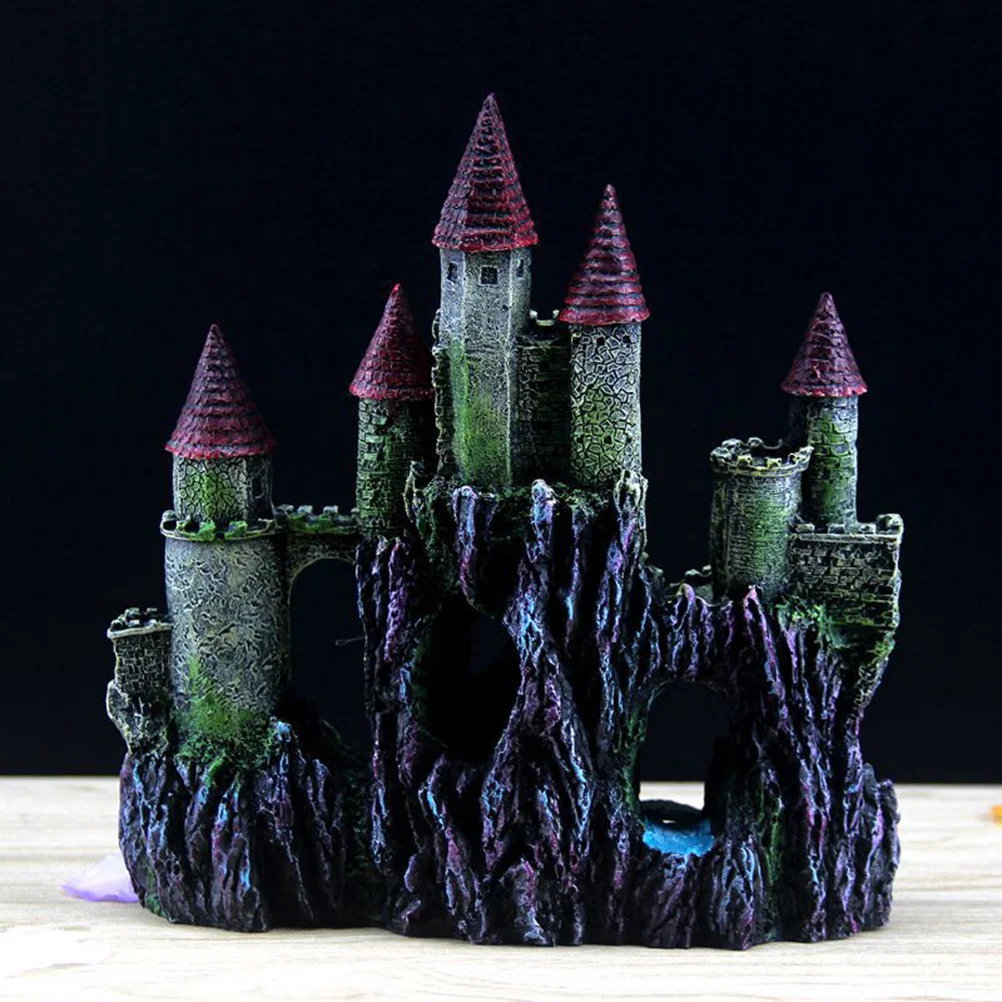 

Resin Aquarium Landscaping Castle House for Fish Tank Decoration Simulation Castle Ornament with Hiding Cave Ideal for Fresh