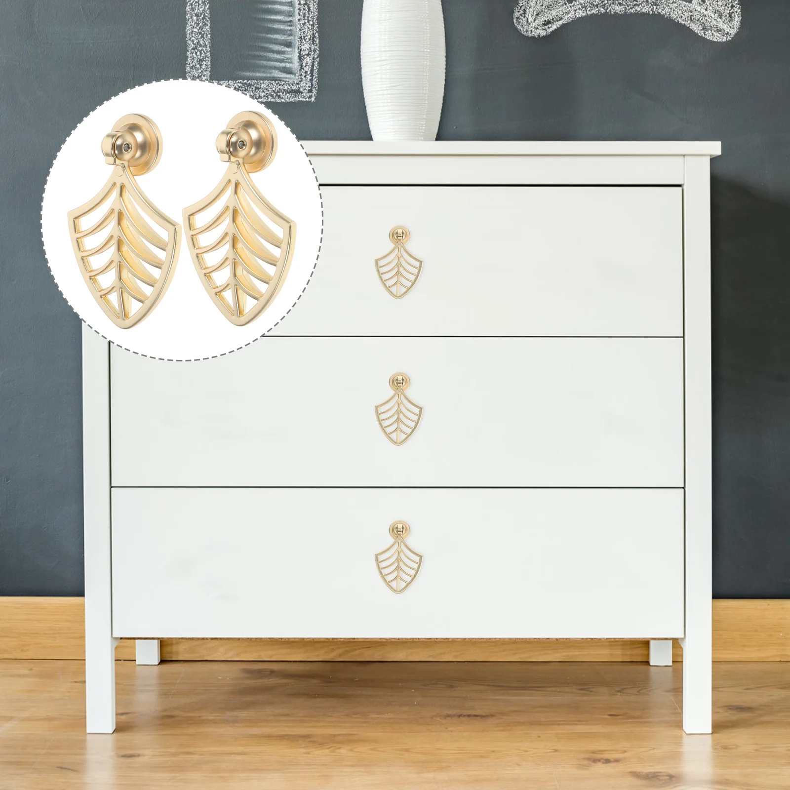

2Pcs Leaf Shape Cabinet Knobs Metal Decorative Furniture Drawer Pulls Wardrobe Handles Small Durable Door Knobs
