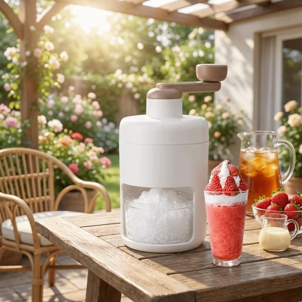 Portable Hand-operated Ice Shaver Small Hand Operated Manual Ice Crusher Multifunction DIY Snow Cone Machine Kitchen and Picnic