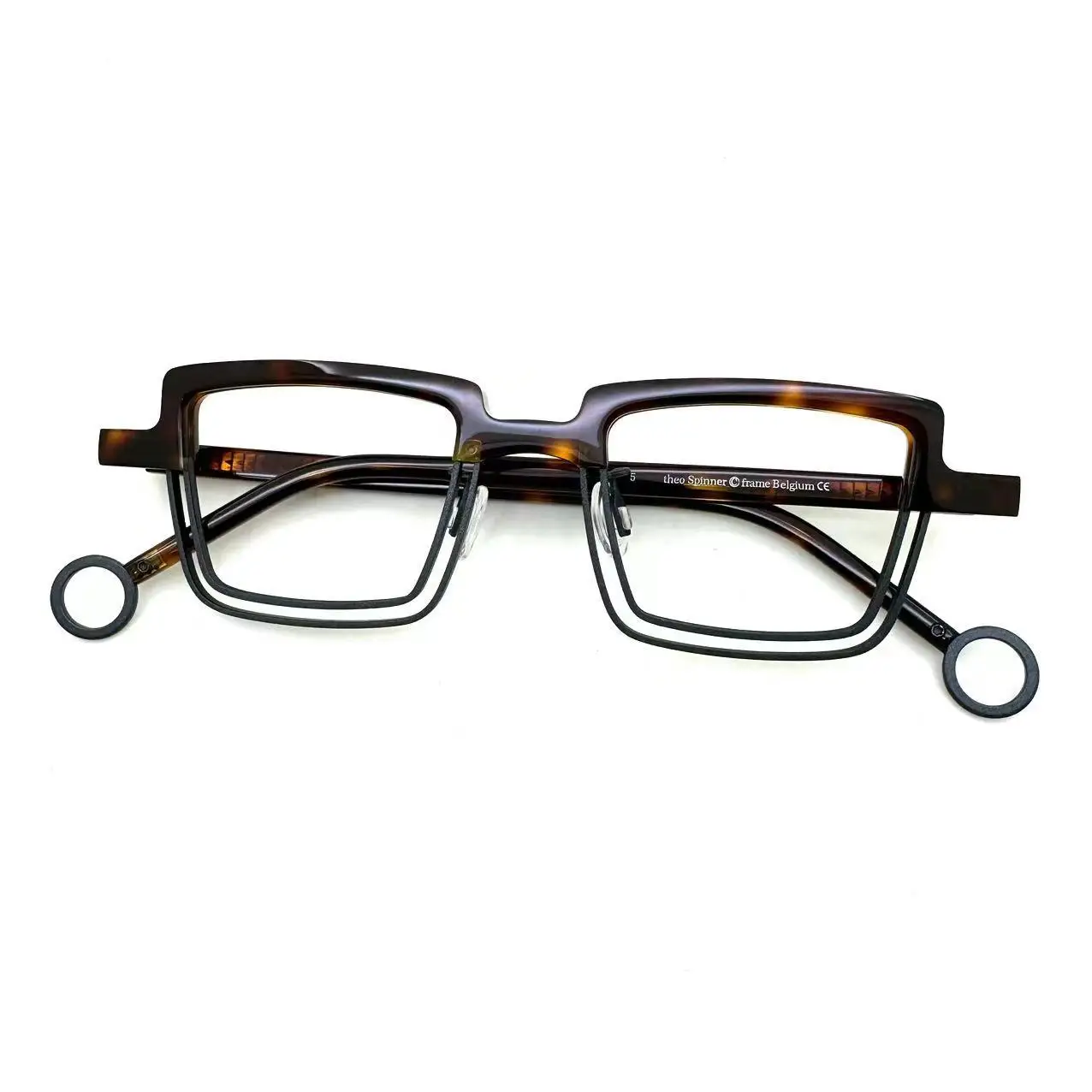 

Belgium Spinner With Case Vintage Retro Combine Color Optical Fame Man Women Original Quality Italy Acetate Semi Eyeglass
