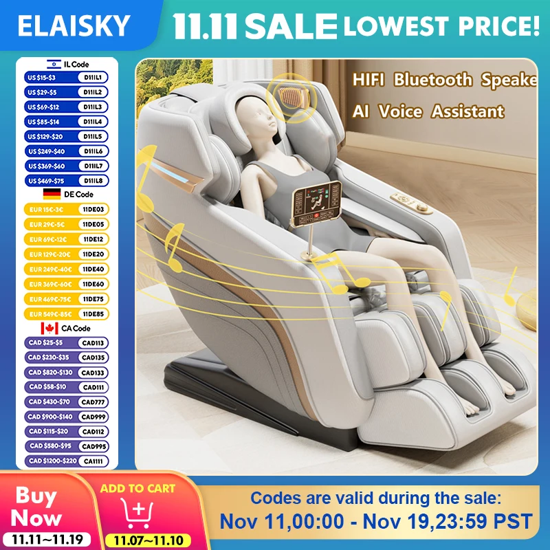 

Подушки для всего тела, массажер с нулевой гравитацией, электрическое массажное кресло с ЖК-экраном, расслабляющее музыкальное кресло Hi-Fi с Bluetooth, многофункциональное