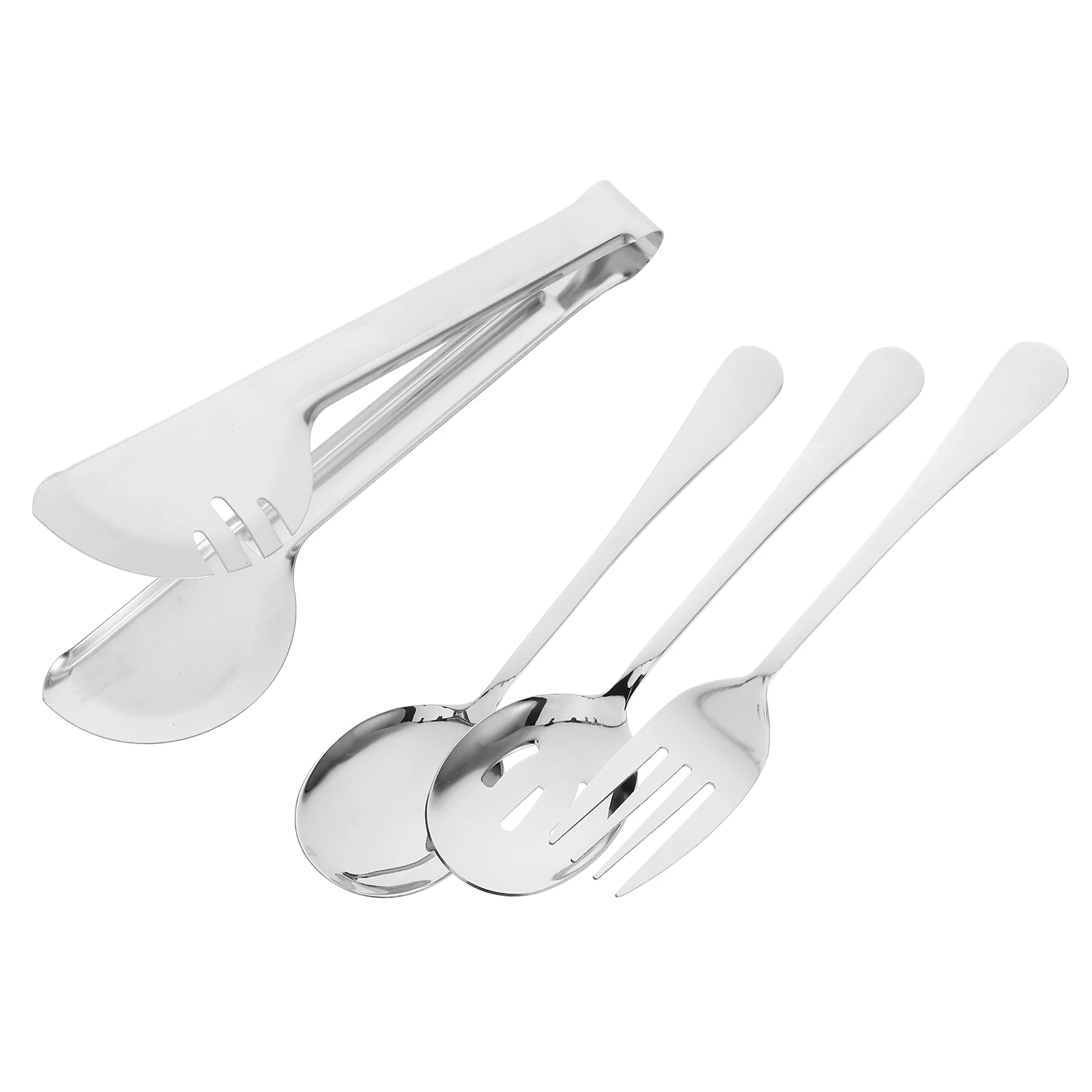 1 Stainless Steel Utensils Set Portable Serving Spoon Fork Kit For Party Buffet Salad Soup Reusable Kitchen Tableware Flatware