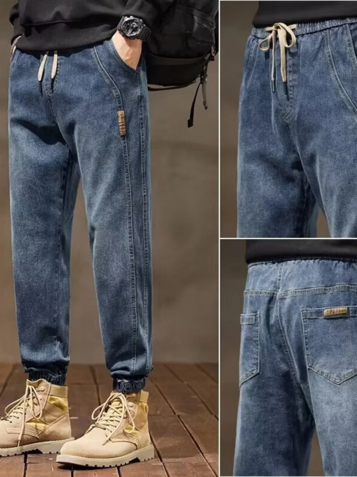 

Men's Workwear Jeans Loose Fit Trousers for Labor Wear Resistant Cargo Pants Youth Faion Straight Leg Trousers Stone Wa