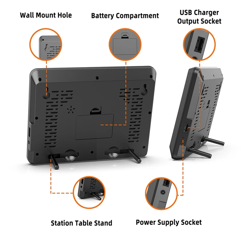 สถานีอากาศไร้สายหน้าจอสี 6 นิ้วเครื่องวัดความชื้นอุณหภูมิแบบดิจิตอลสถานีพยากรณ์อากาศพร้อมเซนเซอร์