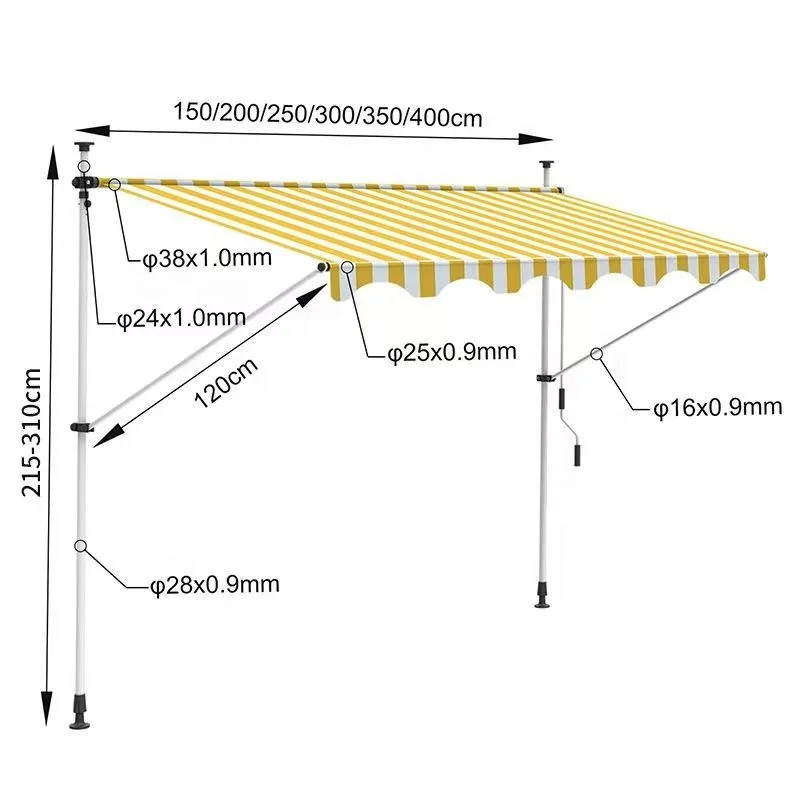 مظلة باب ستارة قابلة للطي خالية من اللكمات، مظلة مطر قابلة للسحب، متجر منزلي، مظلة فناء للشرفة مكرنك يدويًا