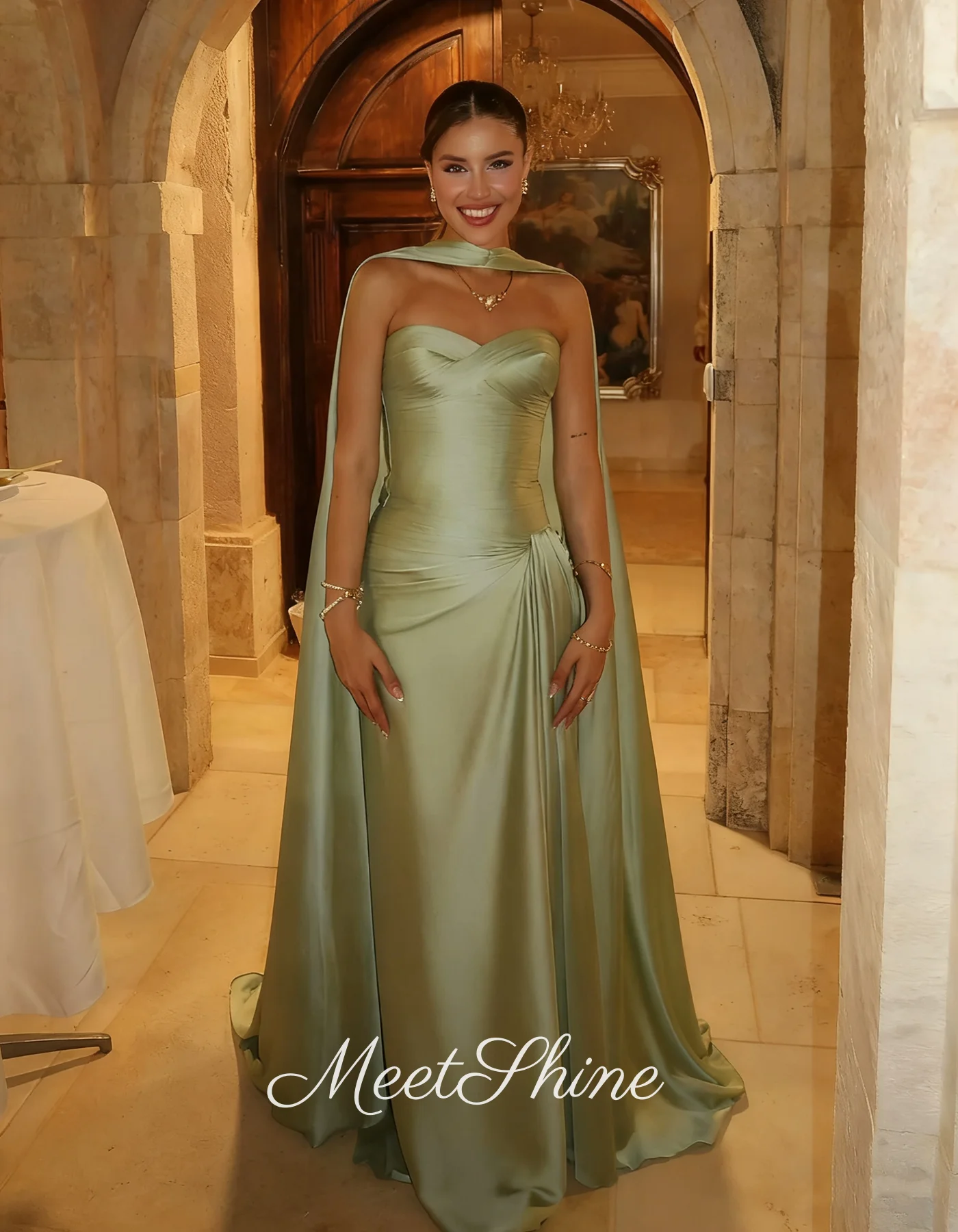 Robe de soirée moderne plissée en forme de cœur, fente latérale, en Satin vert sauge, robes de bal personnalisées pour femmes, robe d'occasion formelle