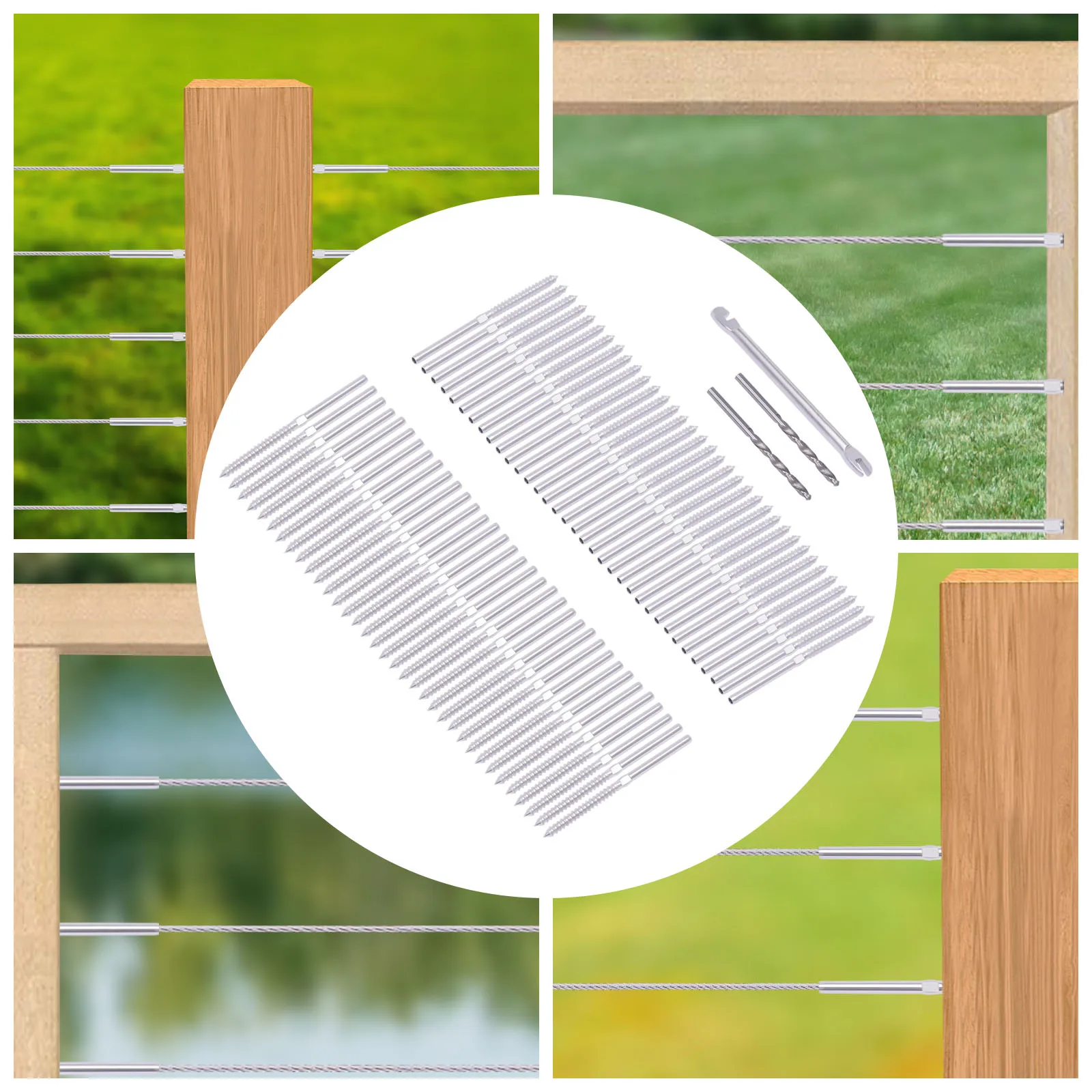 

70 шт. T316 комплект кабельных перил из нержавеющей стали, комплект винтов для перил с левой и правой резьбой для троса 1/8 дюйма, набор креплений для перил