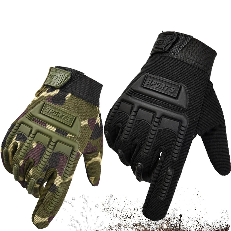 

2PCS Full Finger Tactical Gloves Kids Anti-slip Hard Protect Gear Riding Gloves Camouflage Army Combat Glove For Child