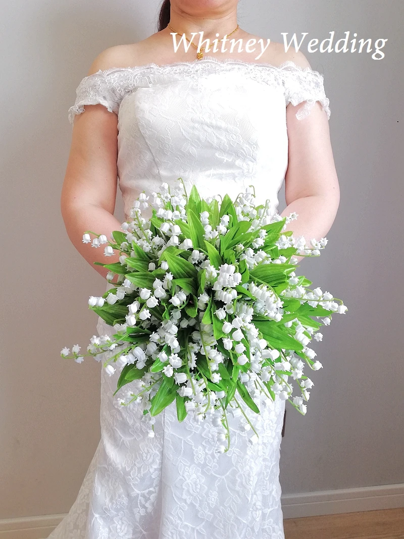 Large Size 2022 Elegant Wedding Flowers White Artificial Lily of The Valley Flowers Bride Wedding Bouquet Bridesmaid Mariage