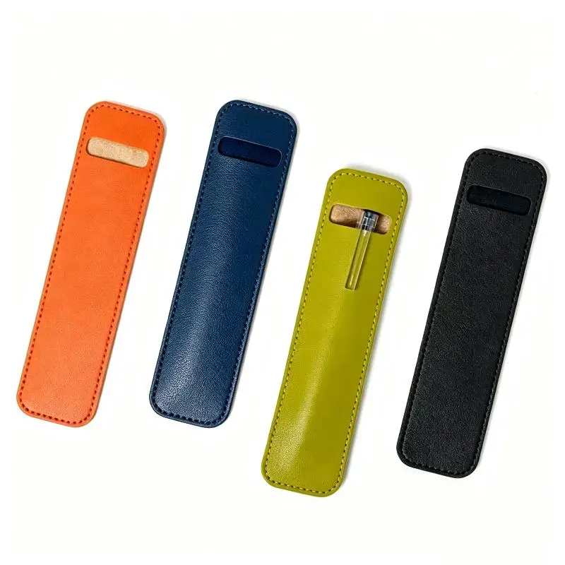 1Pcs Pencil Case Trendy Portable Pen Pouch Soft PU Leather Pen Holder Bag Travel Supplies For Ballpoint & Fountain Pens