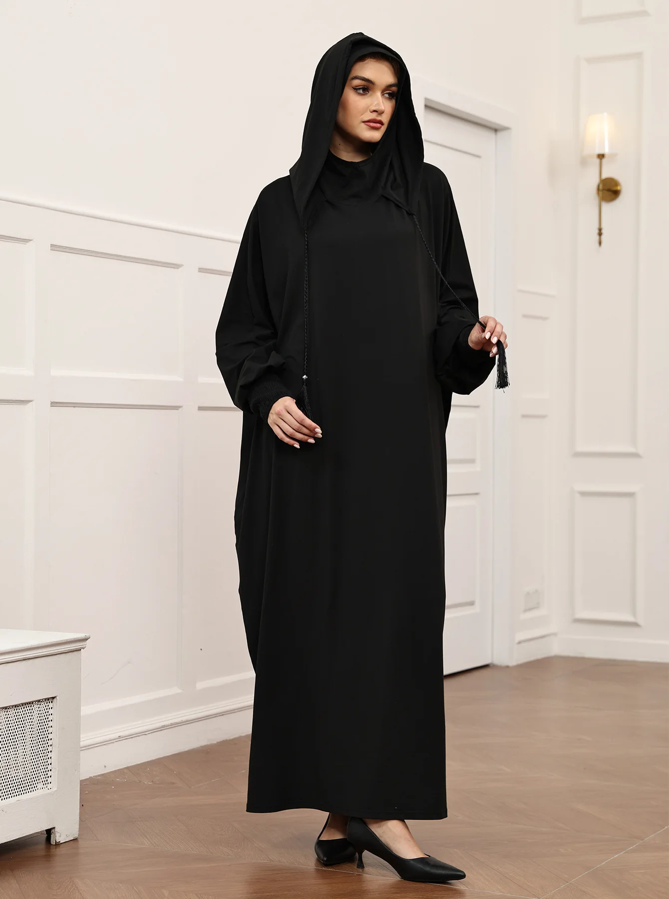 

Fashion Long Hooded Muslim Dress Batwing Sleeve Abaya Prayer Clothes for Women Dubai Abayas Eid Djellaba Islam Jalabiya Kaftan